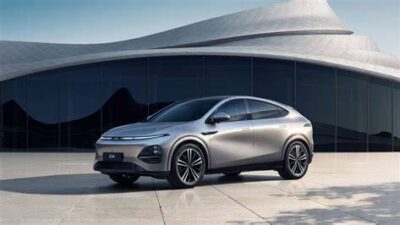 Silver crossover SUV parked on a light plaza in front of a curved glass building with a futuristic backdrop.